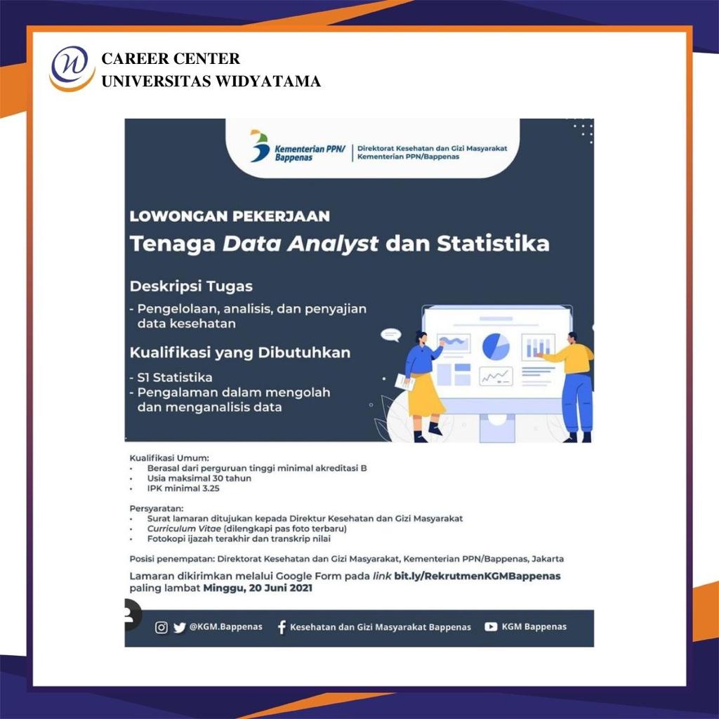 Tenaga Data Analyst dan Statistika - Career Center Universitas Widyatama